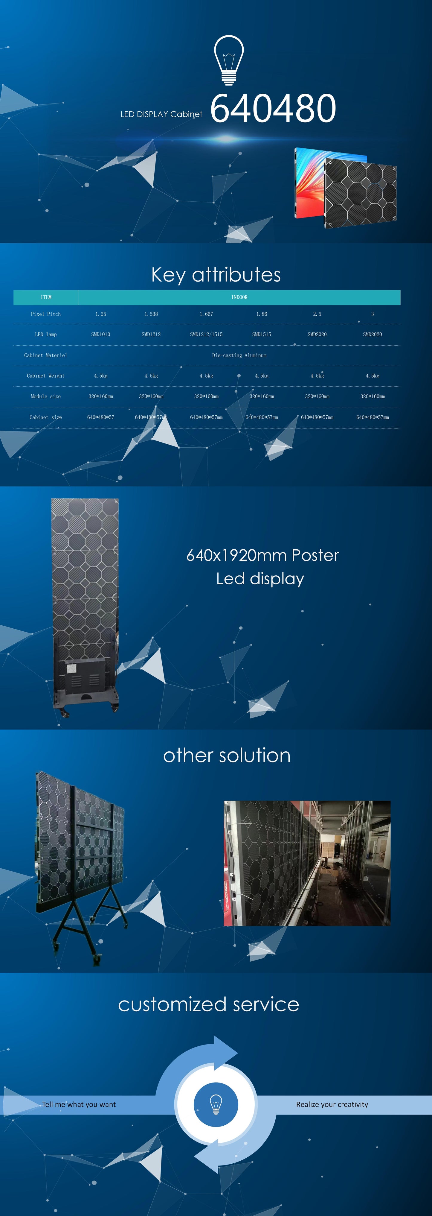 TXH P2.5 640x1920mm aluminum cabinet for Portable Poster Advertising electronic Stand LED screen